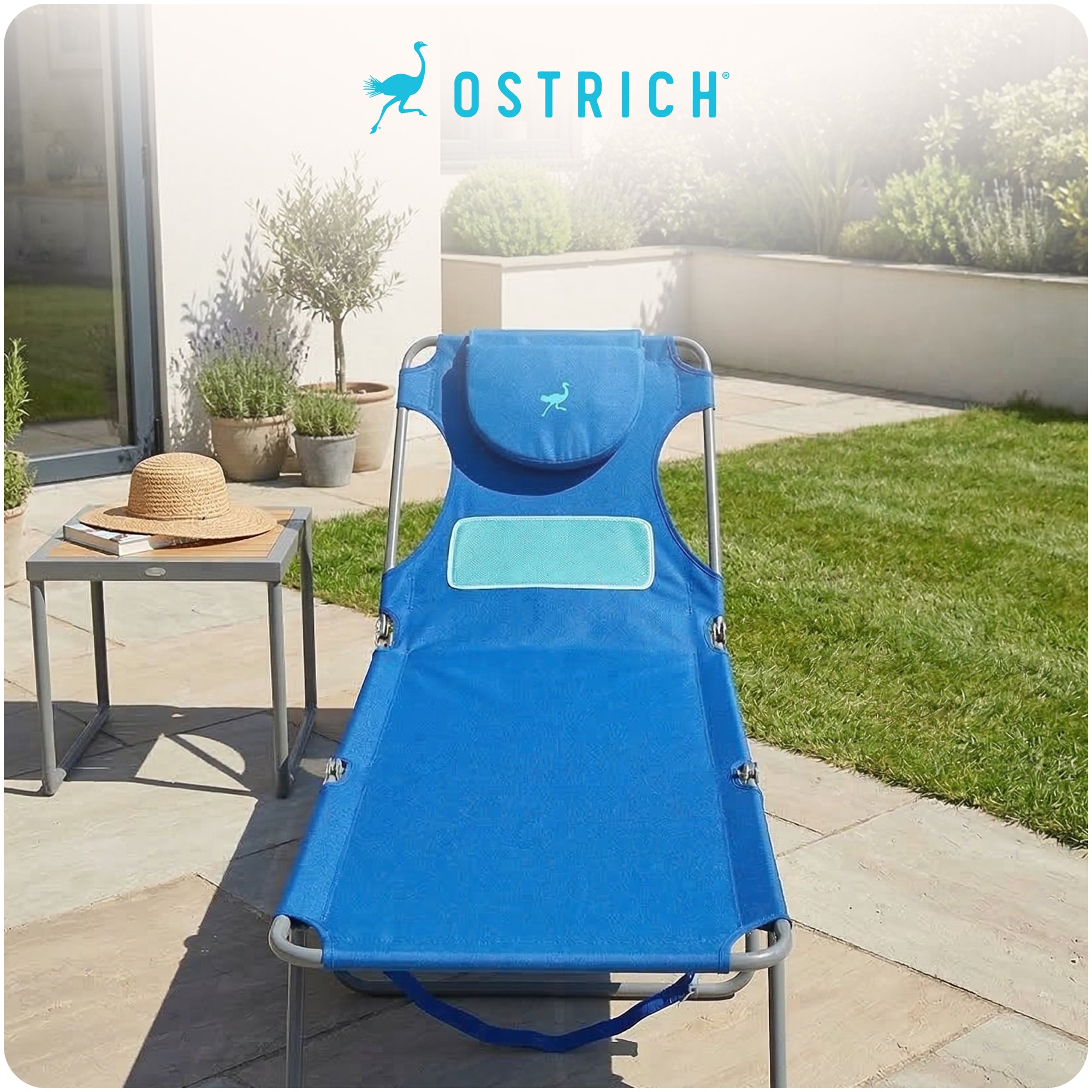 Ostrich The Ladies Comfort Lounger Foldable Beach Chair and Custom Fitted Towel