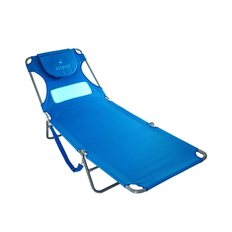 Ostrich Comfort Face Down Sunbathing Chaise Lounge Beach Chair, Blue (Used)