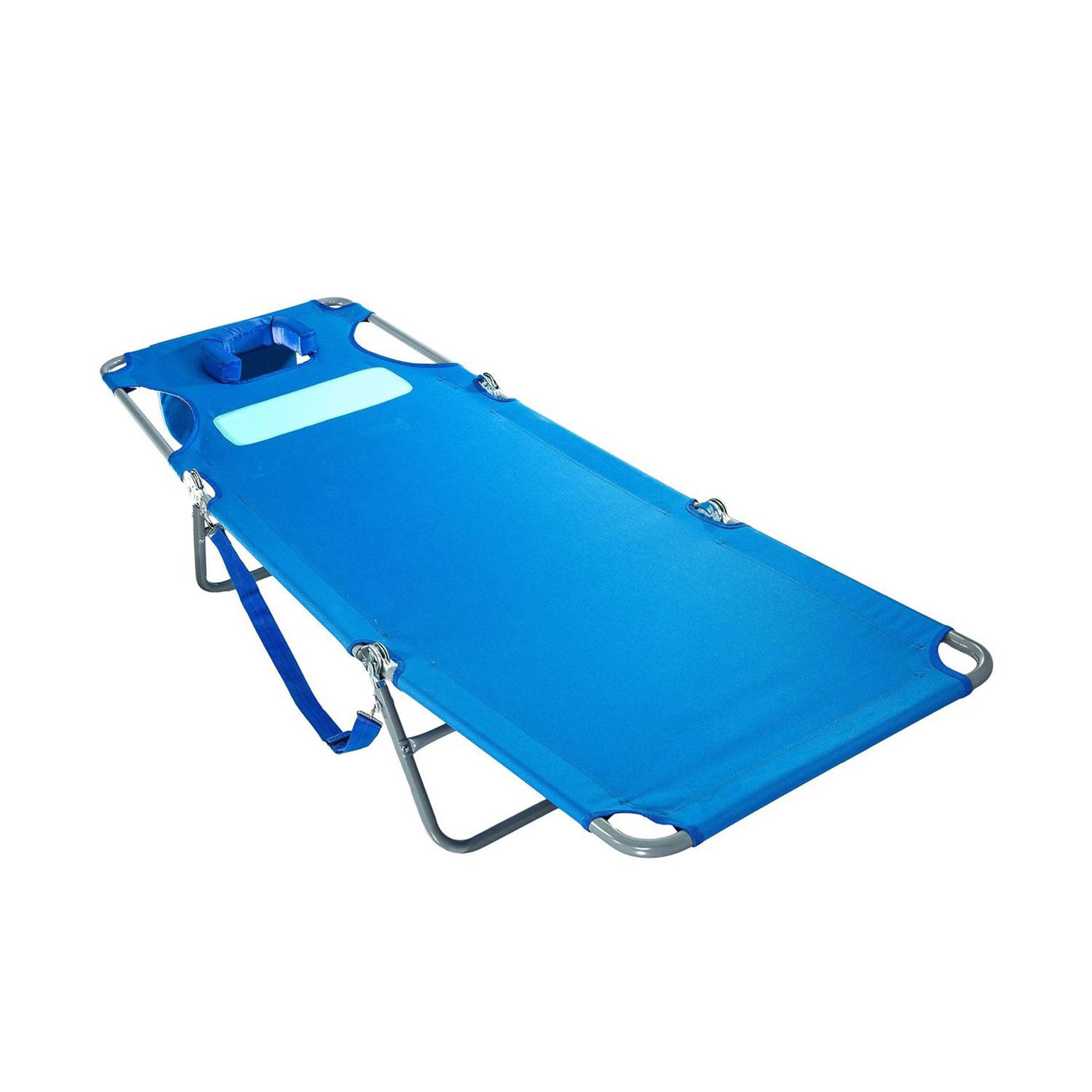 Ostrich Comfort Face Down Sunbathing Chaise Lounge Beach Chair, Blue (Used) - VMInnovations