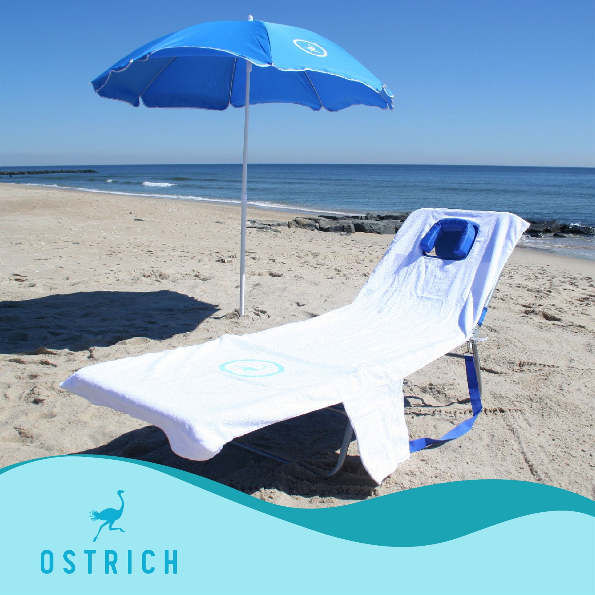 Ostrich 2 Pack Ladies Comfort Lounger, Beach Camping Tanning Chair Blue/Pink