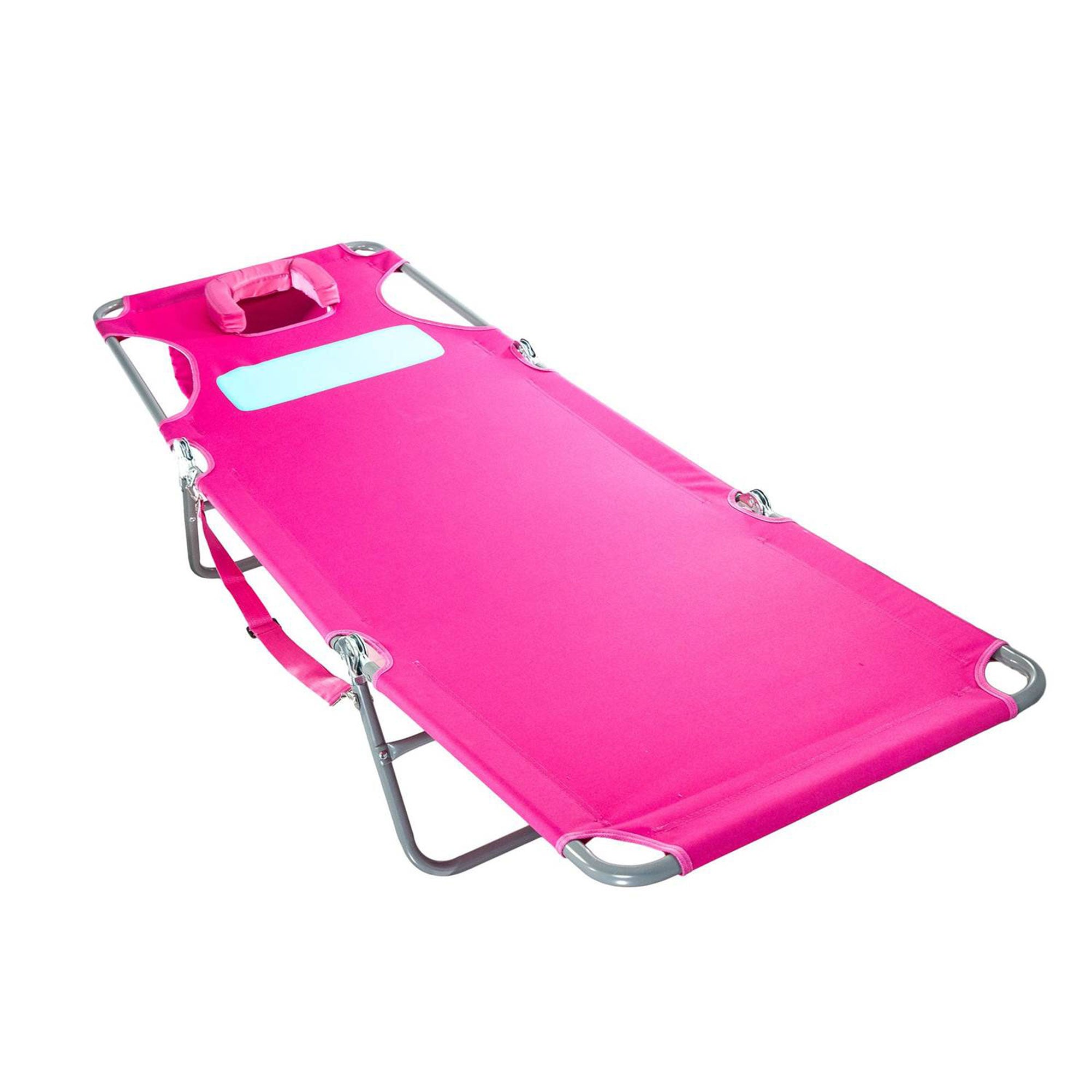 Ostrich The Ladies Comfort Lounger, Foldable Beach Pool Tanning Chair, Pink