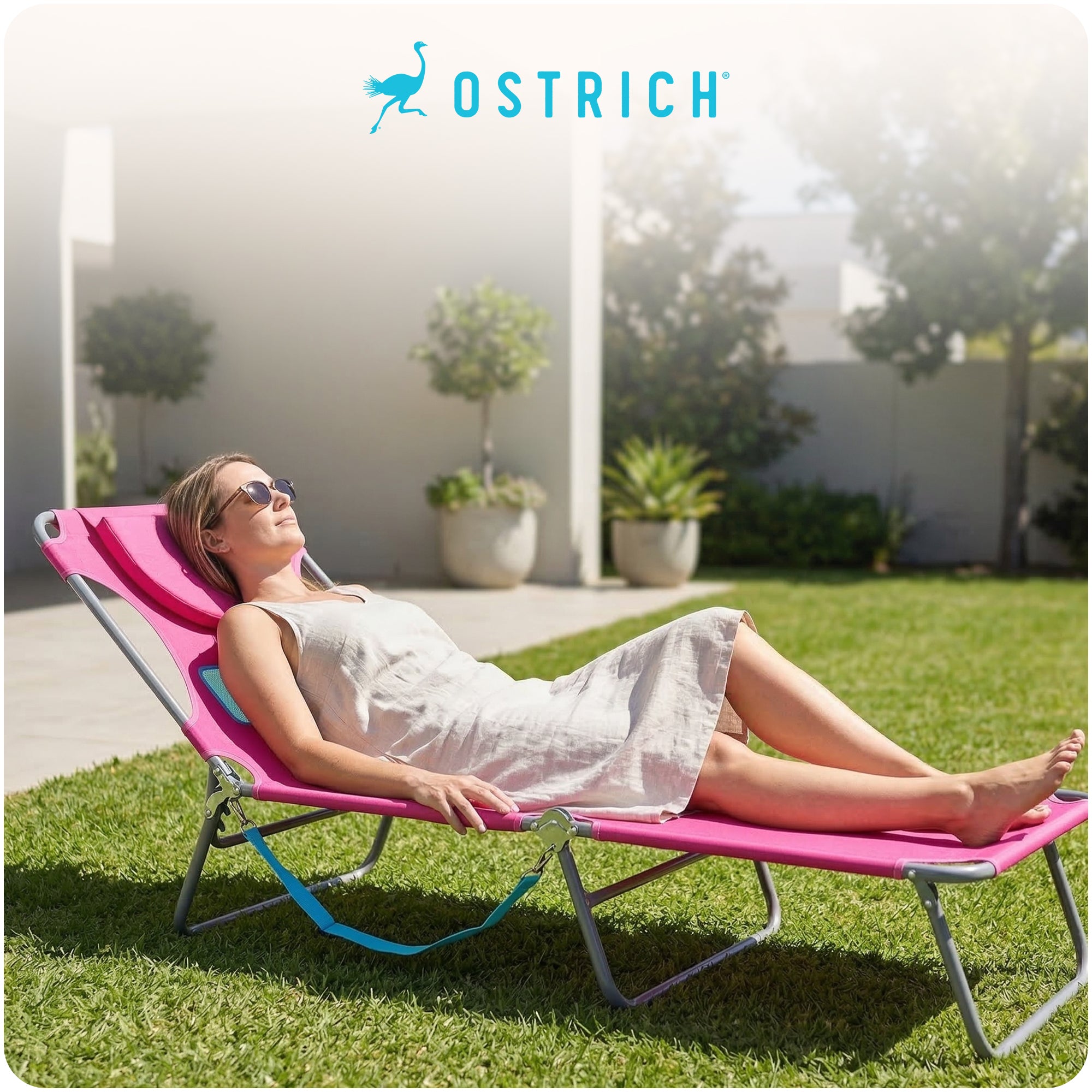 Ostrich The Ladies Comfort Lounger Foldable Beach Chair and Custom Fitted Towel