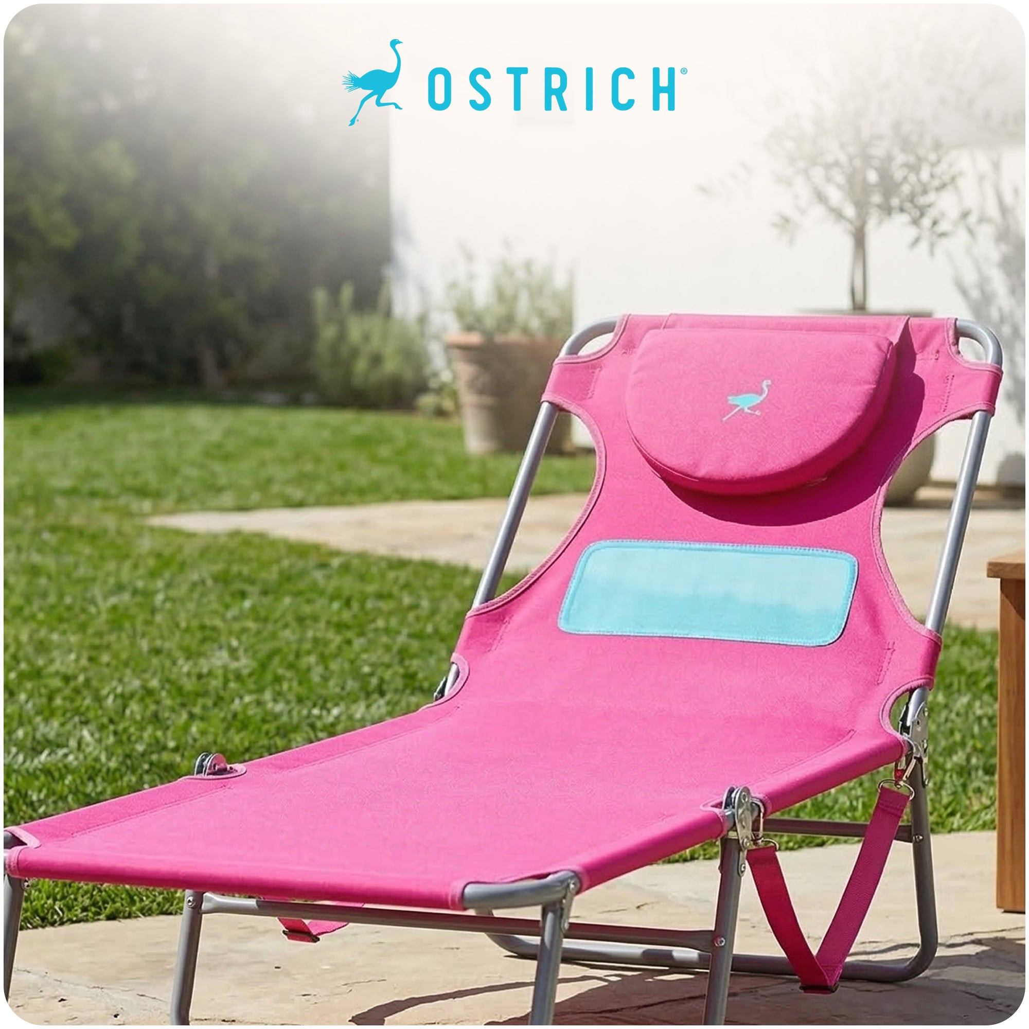 Ostrich The Ladies Comfort Lounger Foldable Beach Chair and Custom Fitted Towel