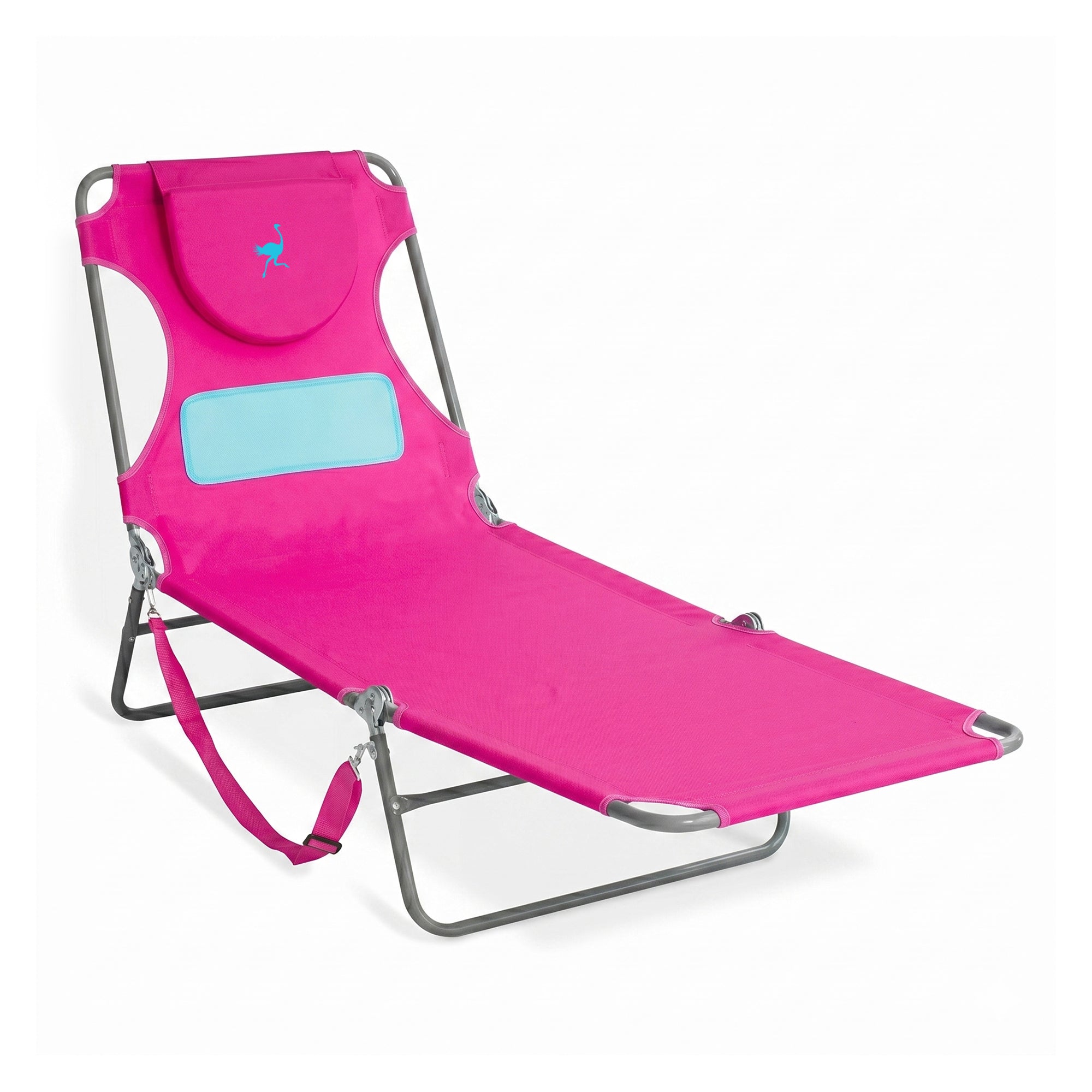 Ostrich The Ladies Comfort Lounger, Foldable Beach Pool Tanning Chair, Pink