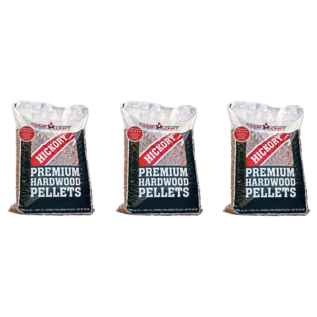 Camp Chef Smoker Grill Premium Hickory Barbecue Hardwood Pellets, 20lbs (3 Pack)