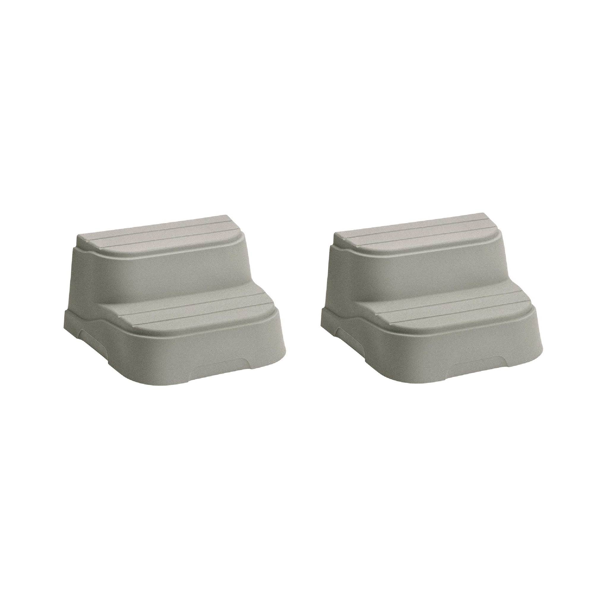 LifeSmart 2 Step Non Slip Rectangle Square Spa Hot Tub Straight Steps, (2 Pack)
