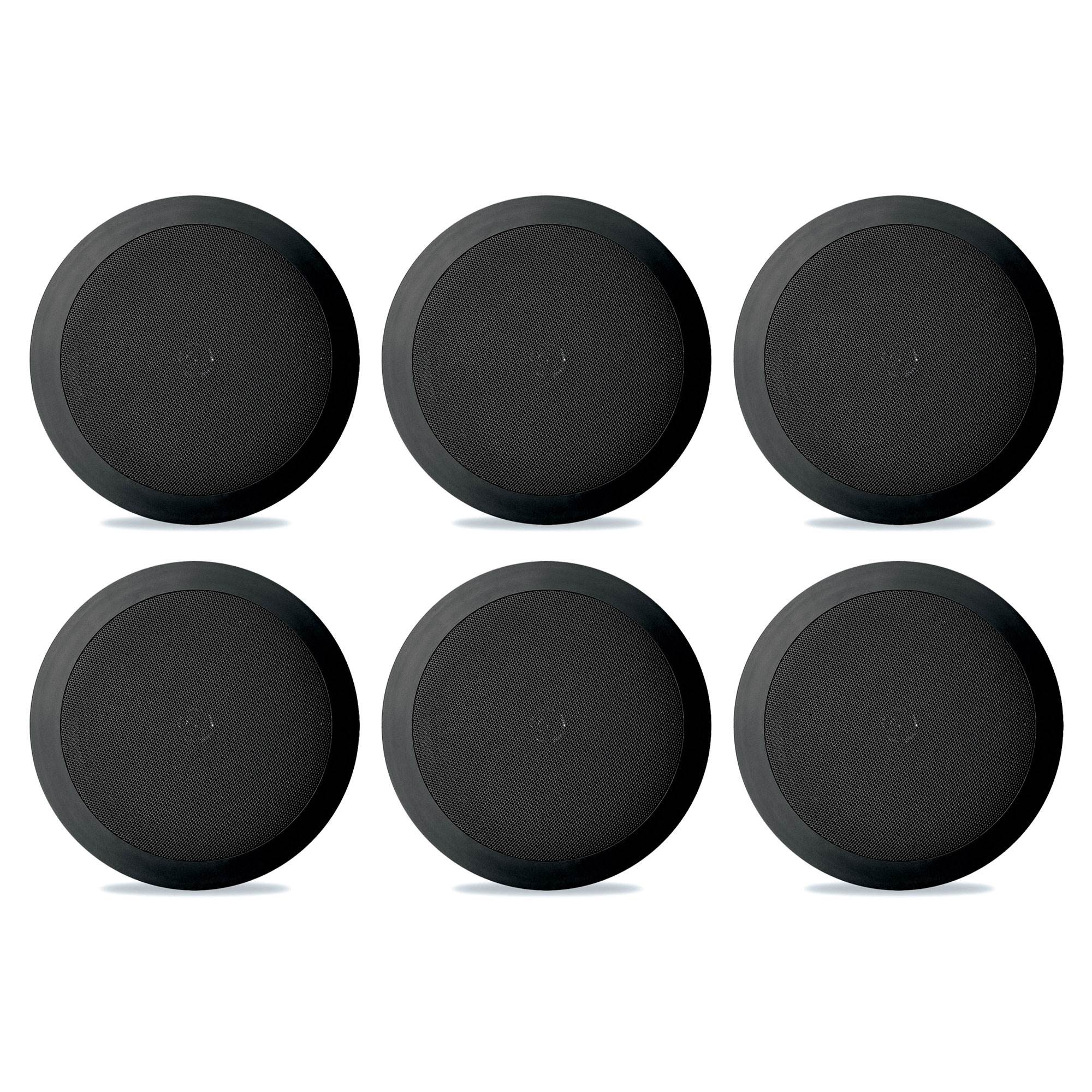 Pyle PDIC51RDBK 5.25 Inch 150 Watt Black In-Ceiling Flush Speakers (6 Pack)