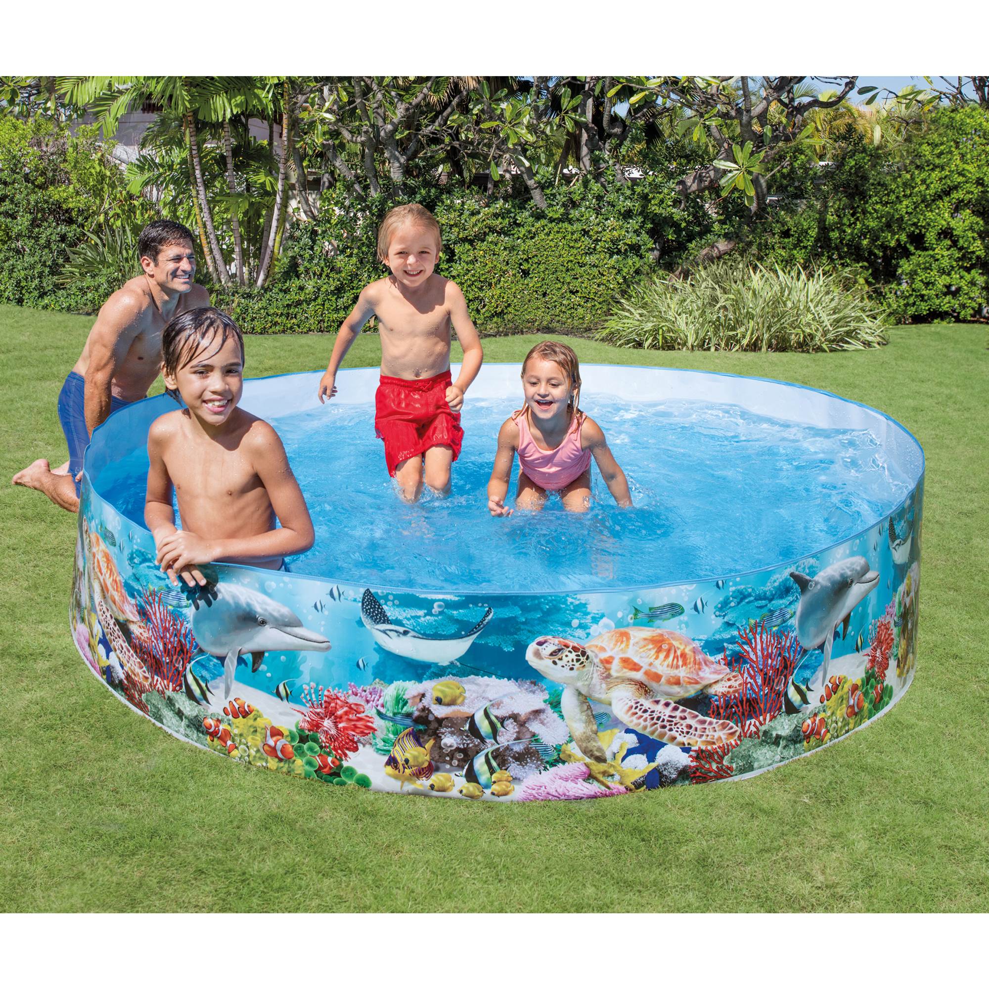 Intex 8ft x 8ft x 18in Deep Sea Blue Snapset Kids Instant Swimming Pool (4 Pack)