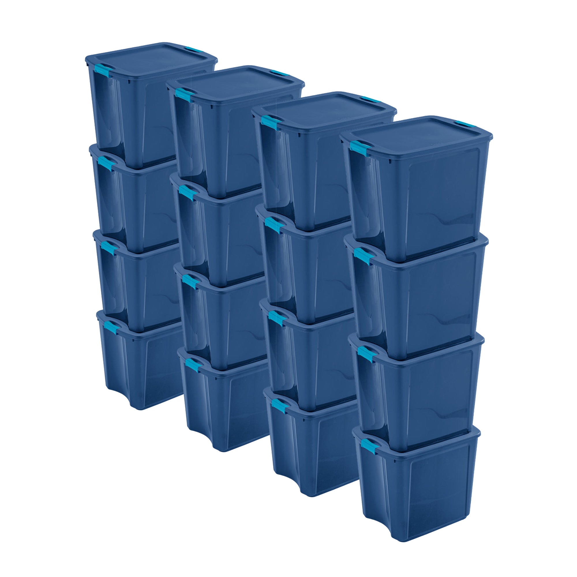 Sterilite 26 Gal Latching Lid Storage Tote Container w/ Handles, Blue (16 Pack)
