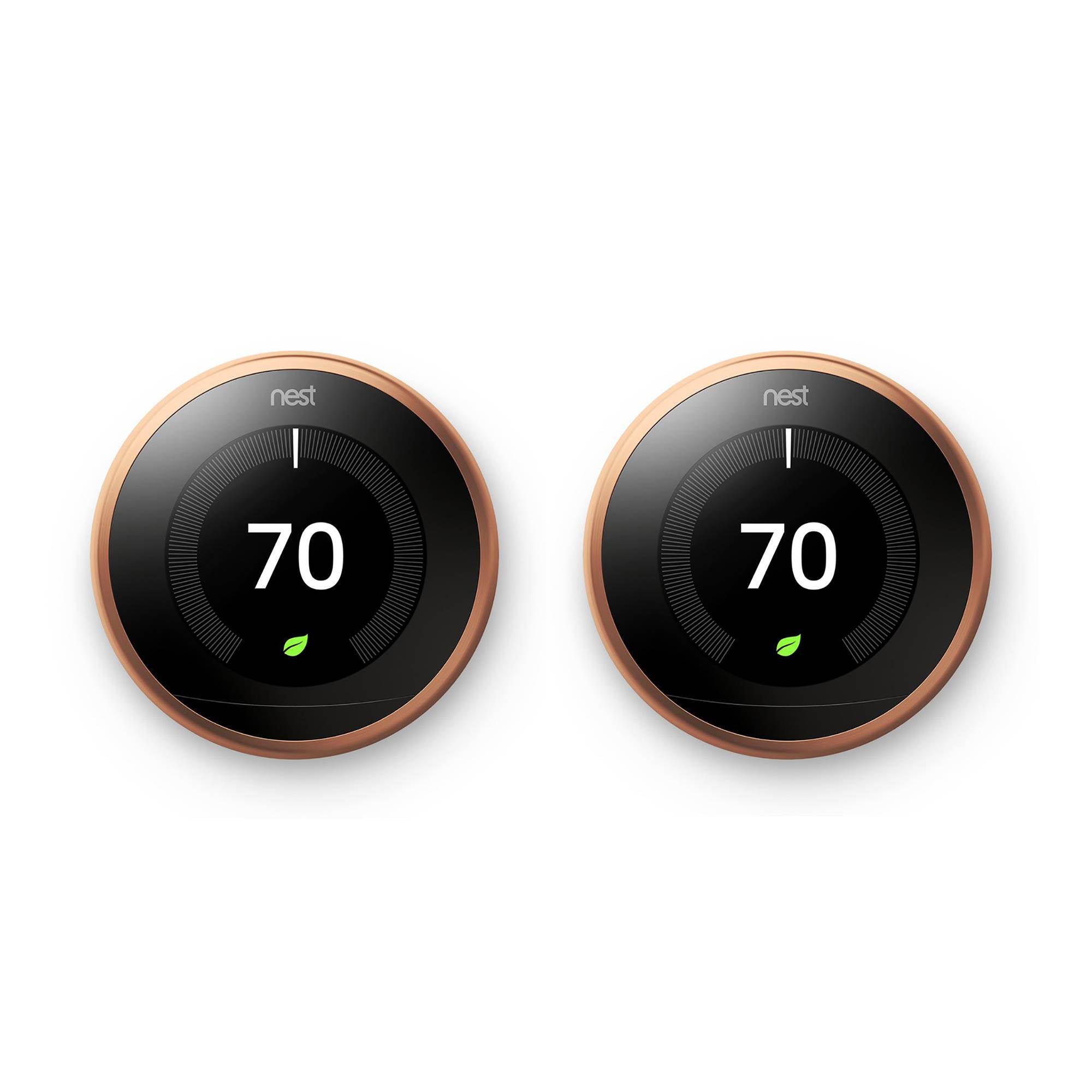 Nest Learning Smart Thermostat 3rd Generation Home/Office Wifi, Copper (2 Pack)