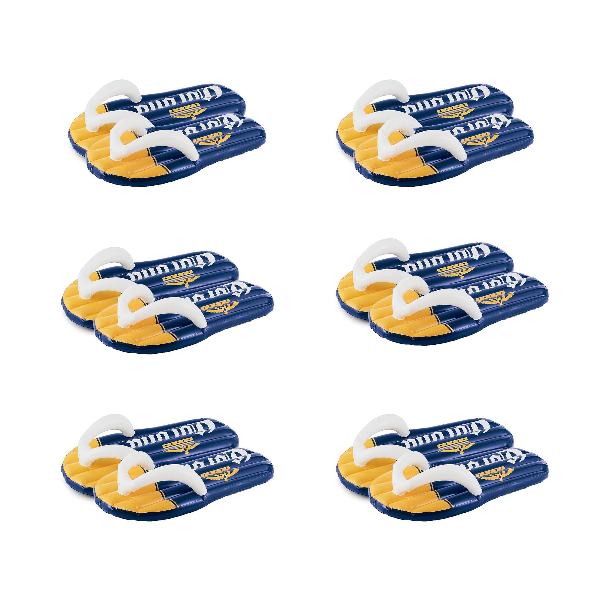 Corona Beer Inflatable Flip Flop Swimming Pool Floats with Cupholders (6 Pack)