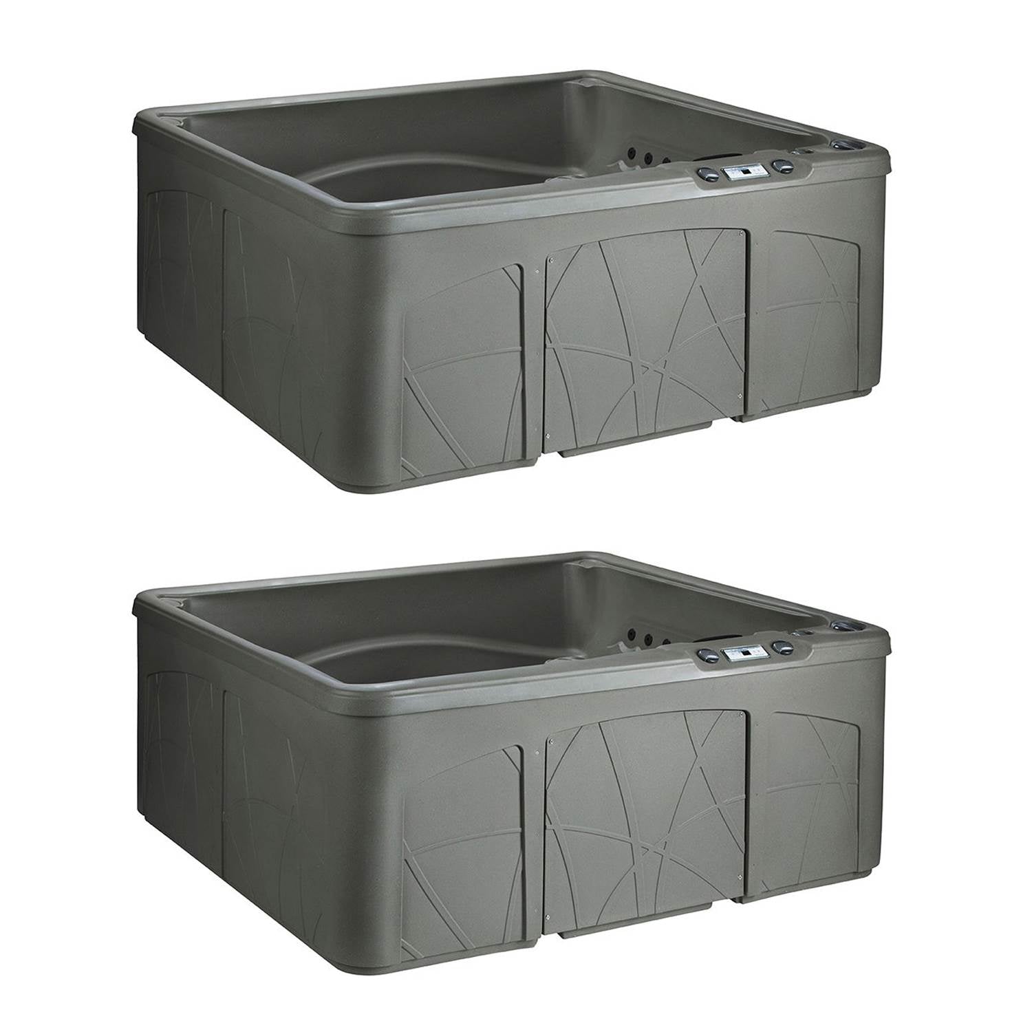 Life Smart 5 Person Outdoor Patio Hot Tub Spa w/ 28 Jets & Cover, Taupe (2 Pack)