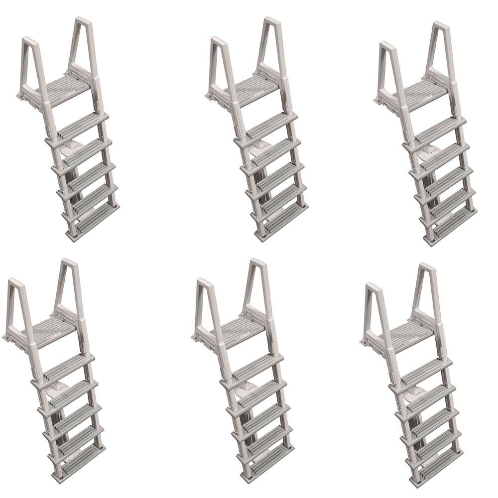 Confer Heavy-Duty Above-Ground Swimming Pool Ladder 46-56 Inches, Gray (6 Pack) - VMInnovations