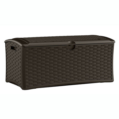 Suncast 72 Gallon Resin Wicker Outdoor Patio Storage Deck Box, Brown (6 Pack)