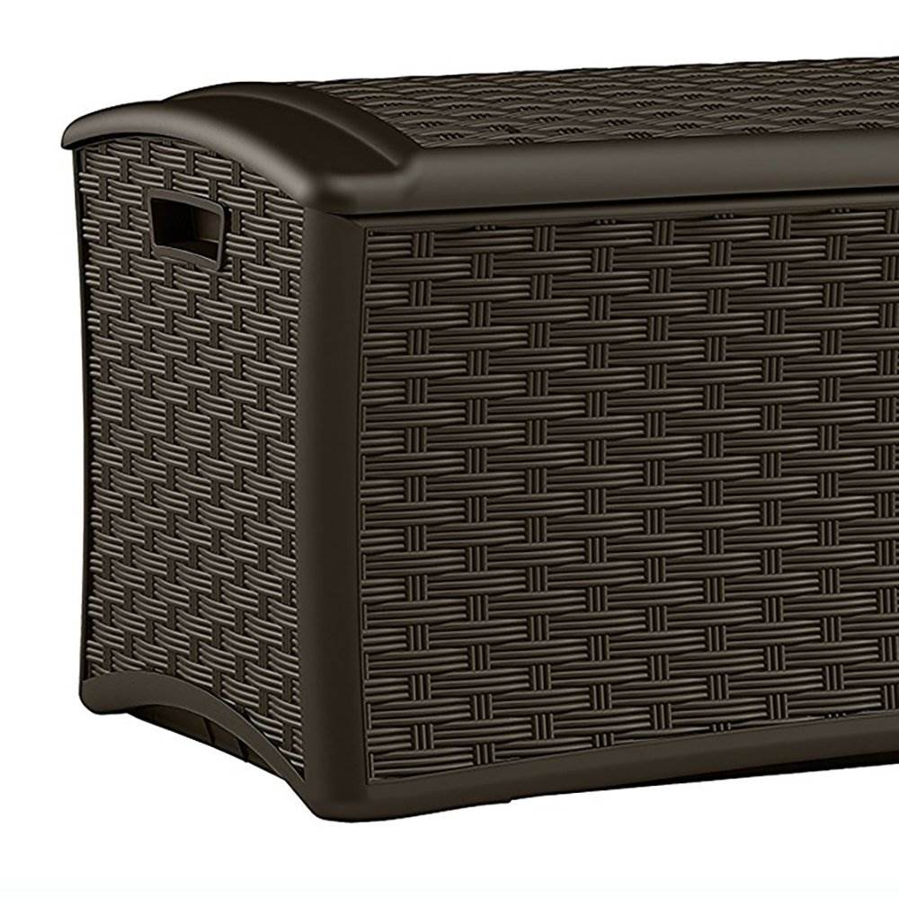 Suncast 72 Gallon Resin Wicker Outdoor Patio Storage Deck Box, Brown (6 Pack) - VMInnovations