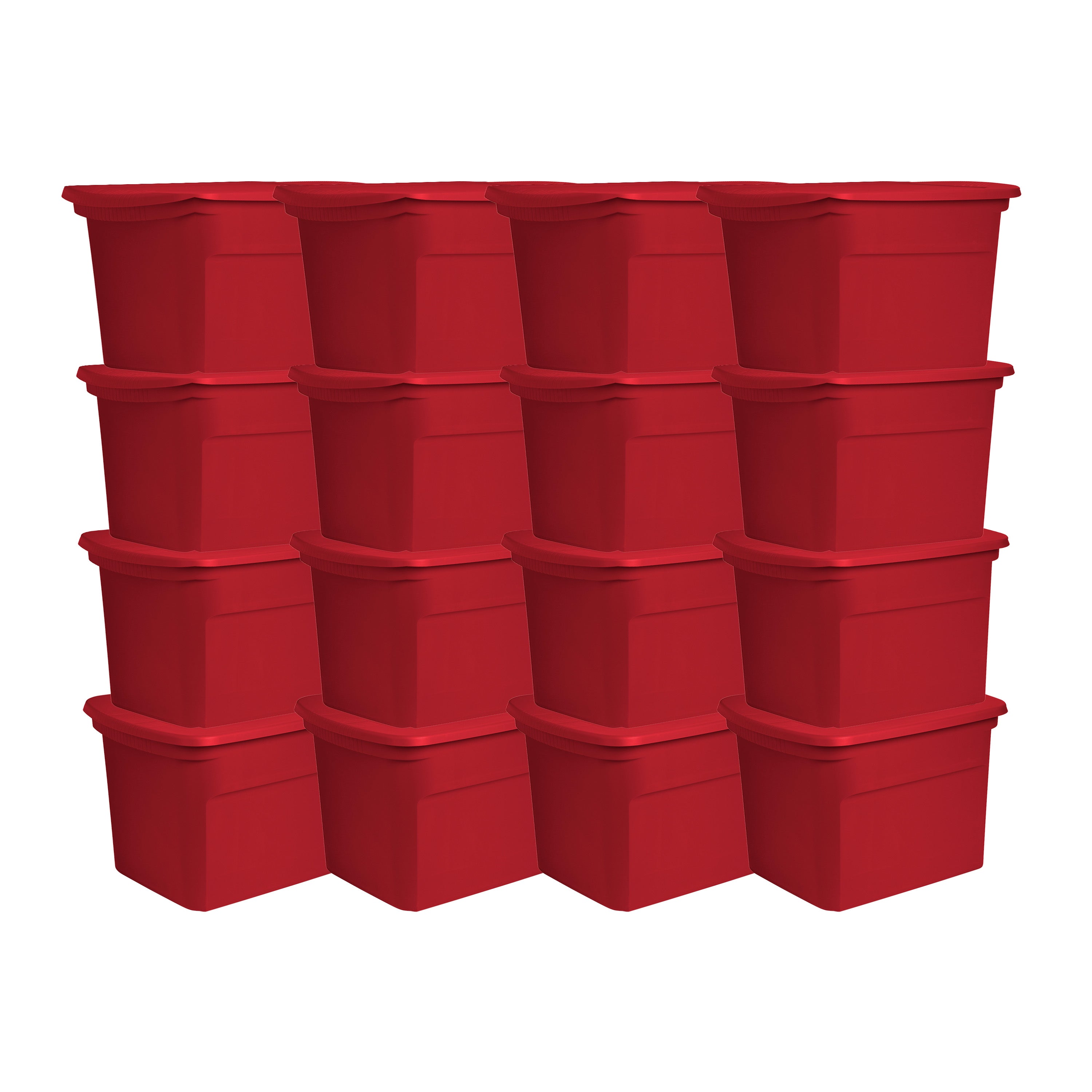 Sterilite 18 Gallon Plastic Stackable Storage Tote Container Bin, Red (16 Pack) - VMInnovations