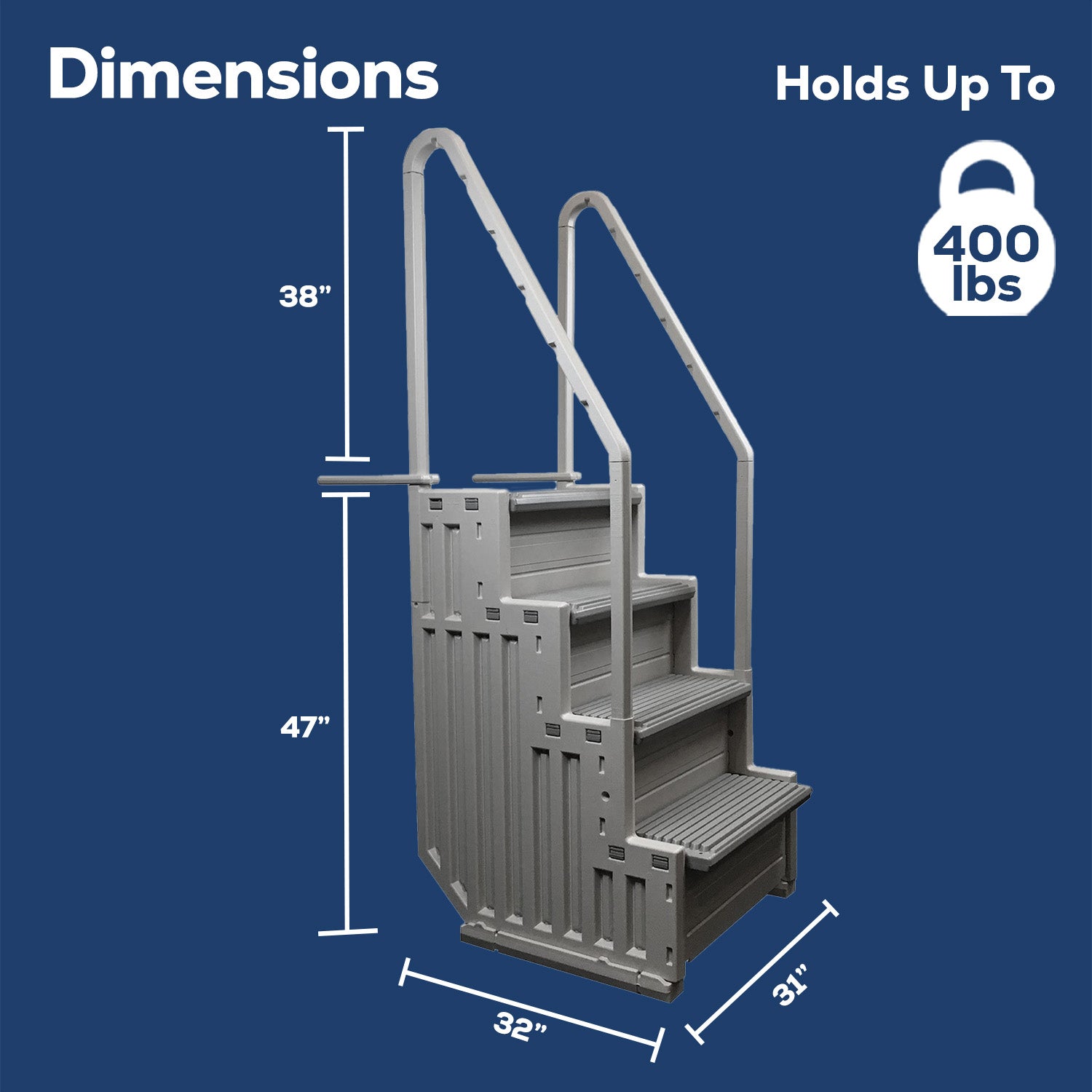 Confer Plastics In-Pool 4 Step Ladder w/Main Access Universal Anchor Sand Weight