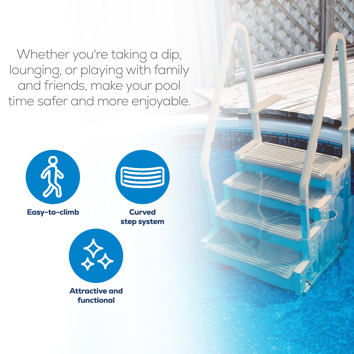 Confer Plastics In-Pool 4 Step Ladder w/Main Access Universal Anchor Sand Weight
