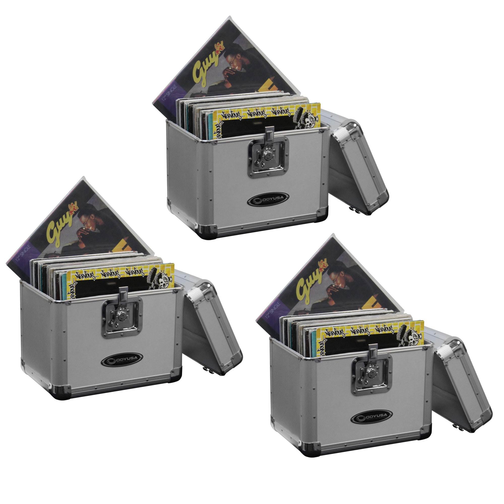 Odyssey KROM Transport Case for 70, 12 Inch Vinyl Records, Silver (3 Pack) - VMInnovations