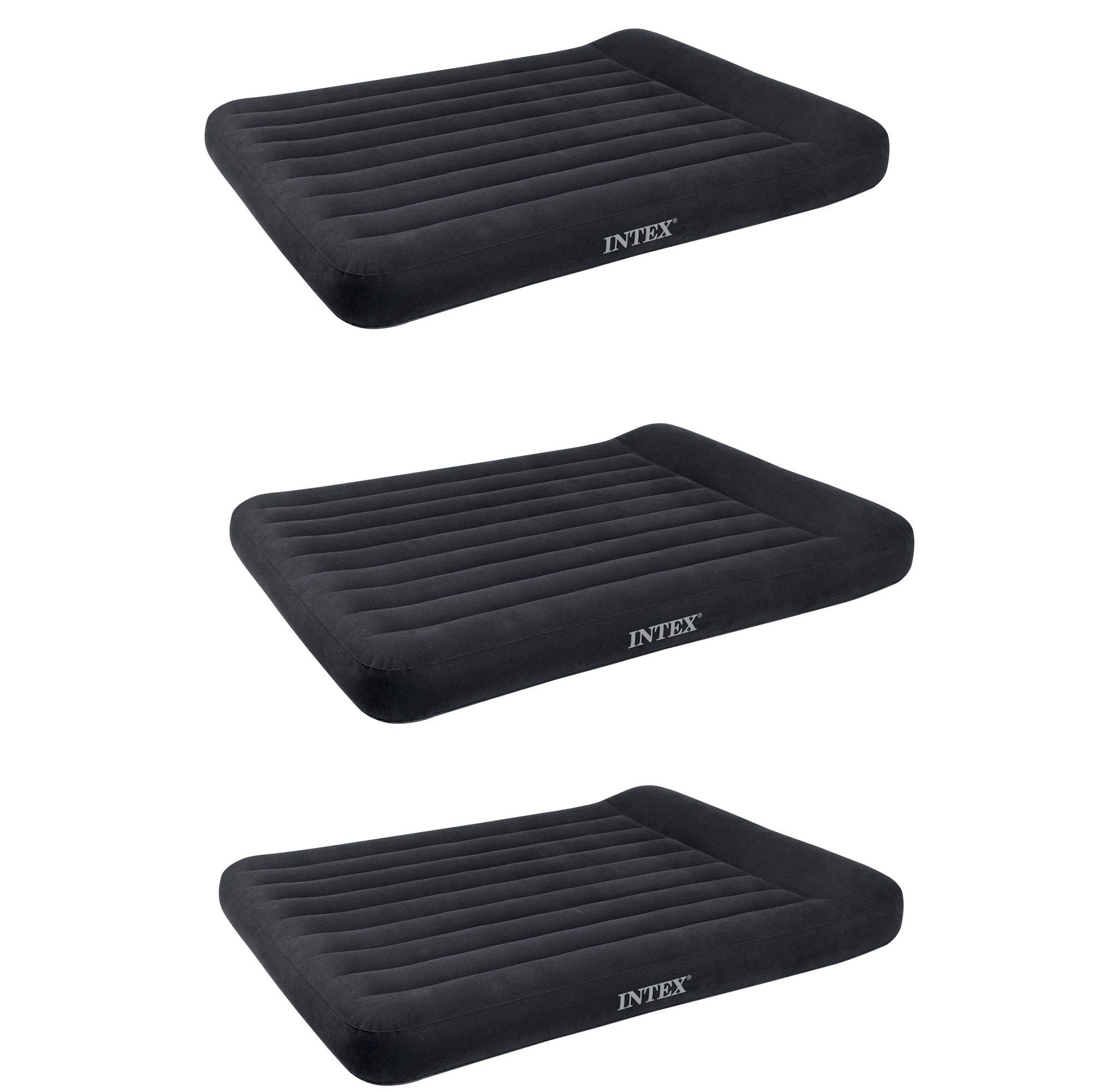 Intex Dura Beam Pillow Rest Classic Airbed with Built-In Pump, Queen (3 Pack)