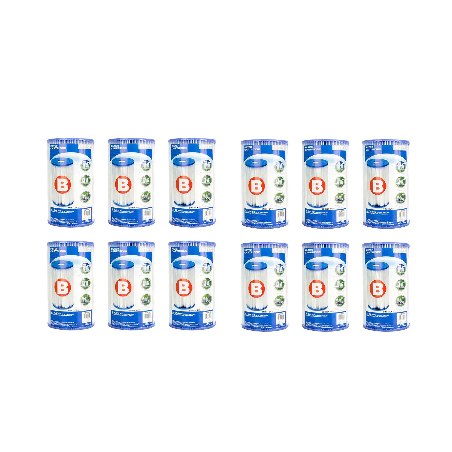 Intex Pool Easy Set Type B Replacement Filter Pump Cartridge (12 Pack)