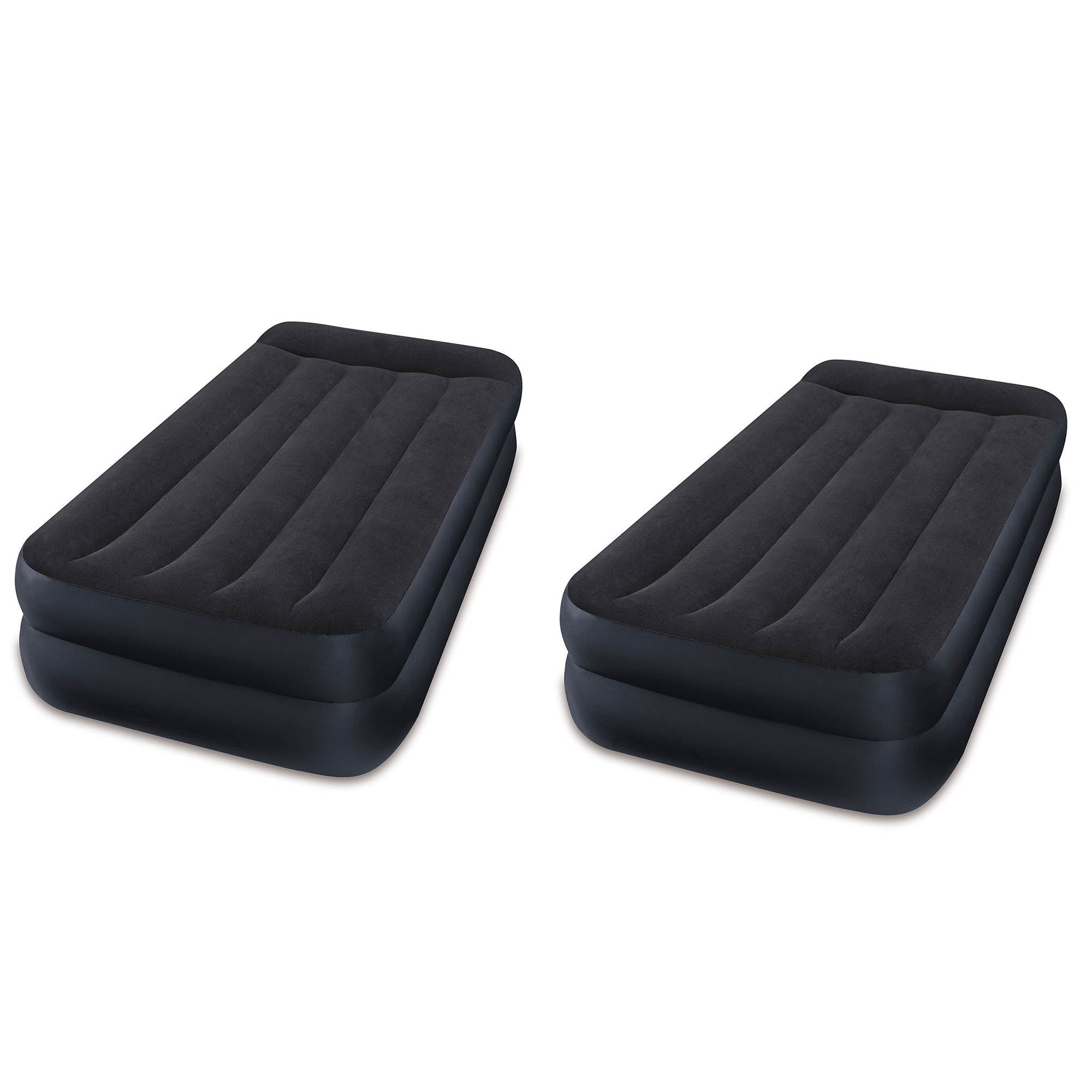 Intex Dura-Beam Pillow Rest Air Mattress Bed w/ Built-In Pump, Twin (2 Pack)