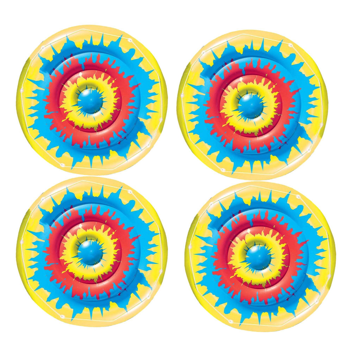 Swimline Swimming Pool Tie Dye Giant Inflatable Island Pool Toy Float (4 Pack)