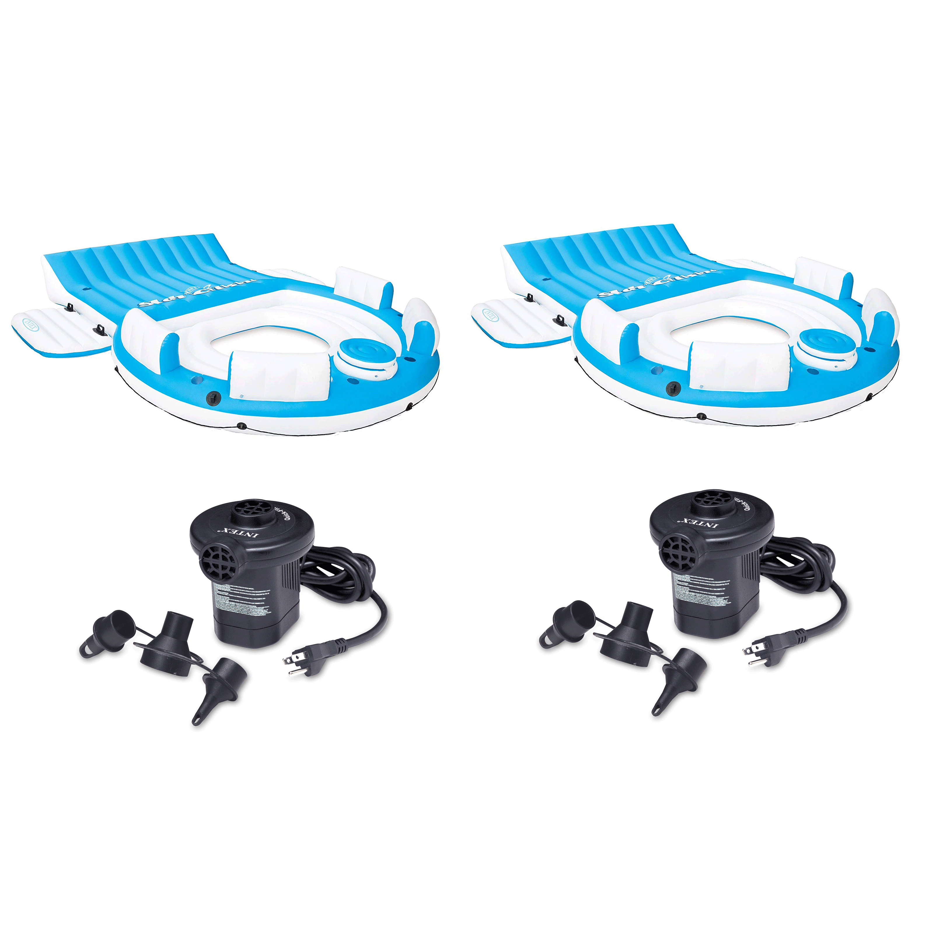 Intex Inflatable Raft With Cooler and (2 Pack) Intex Electric Air Pump (2 Pack)