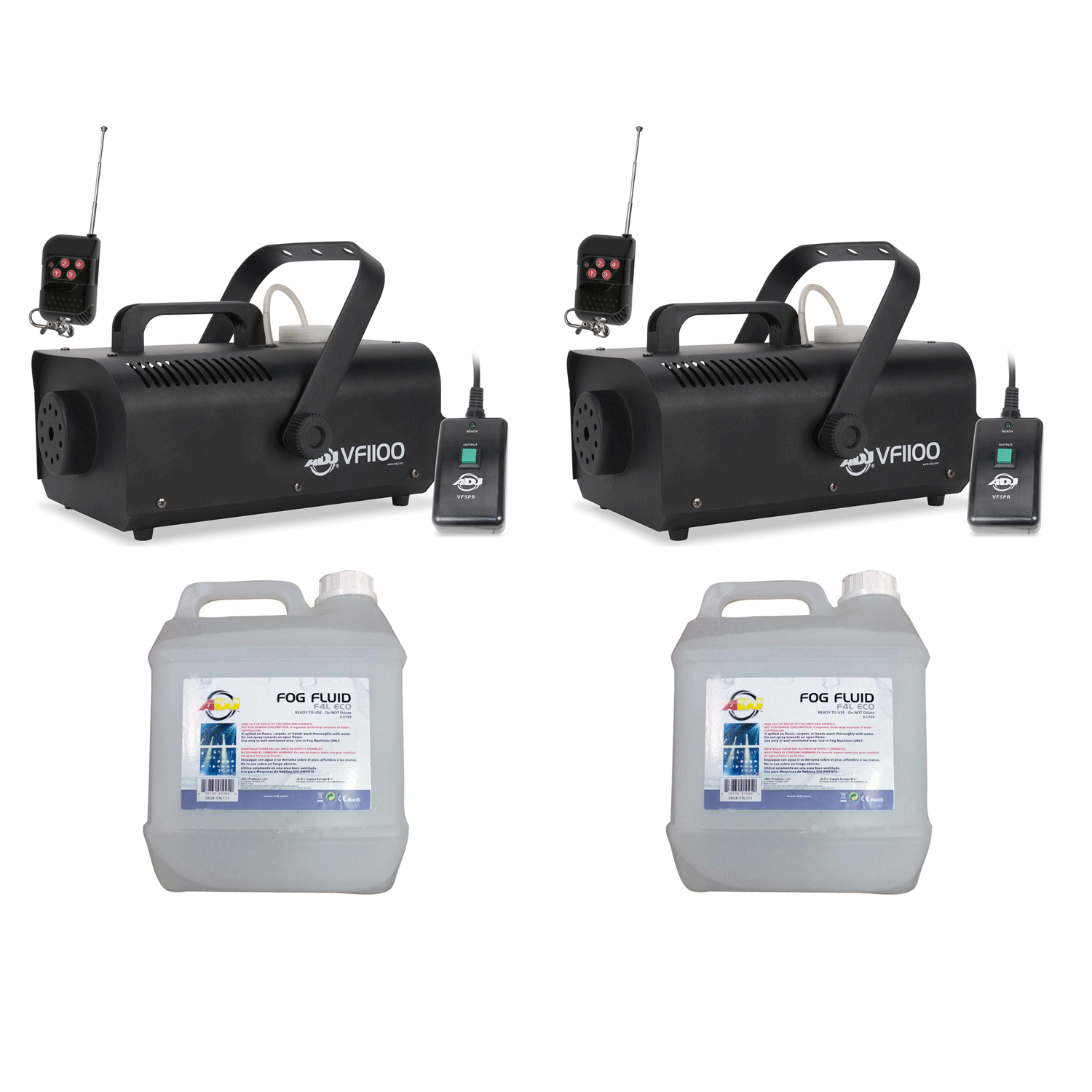 American DJ Fog Machine (2 Pack) and American DJ ECO-FOG 4 Liters (2 Pack)