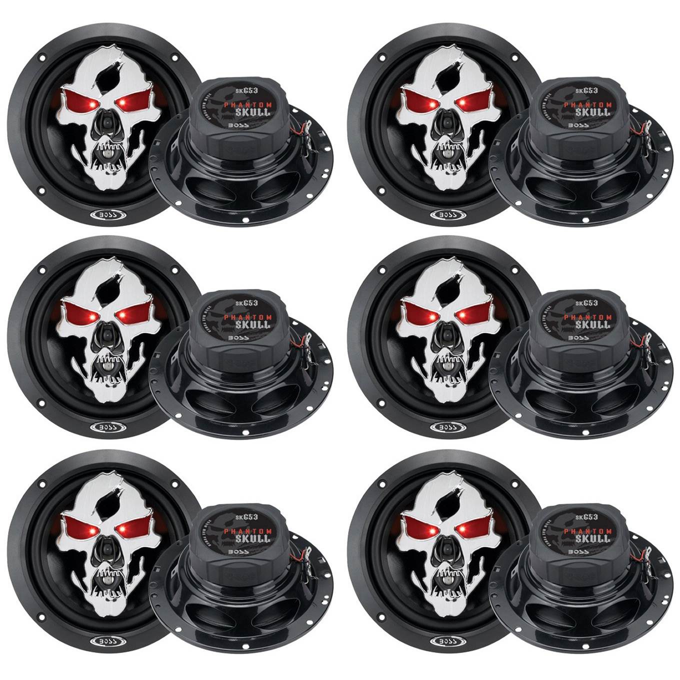 BOSS Skull SK653 6.5" 350W 3 Way Car Coaxial Audio Stereo Speakers (12 Pack)