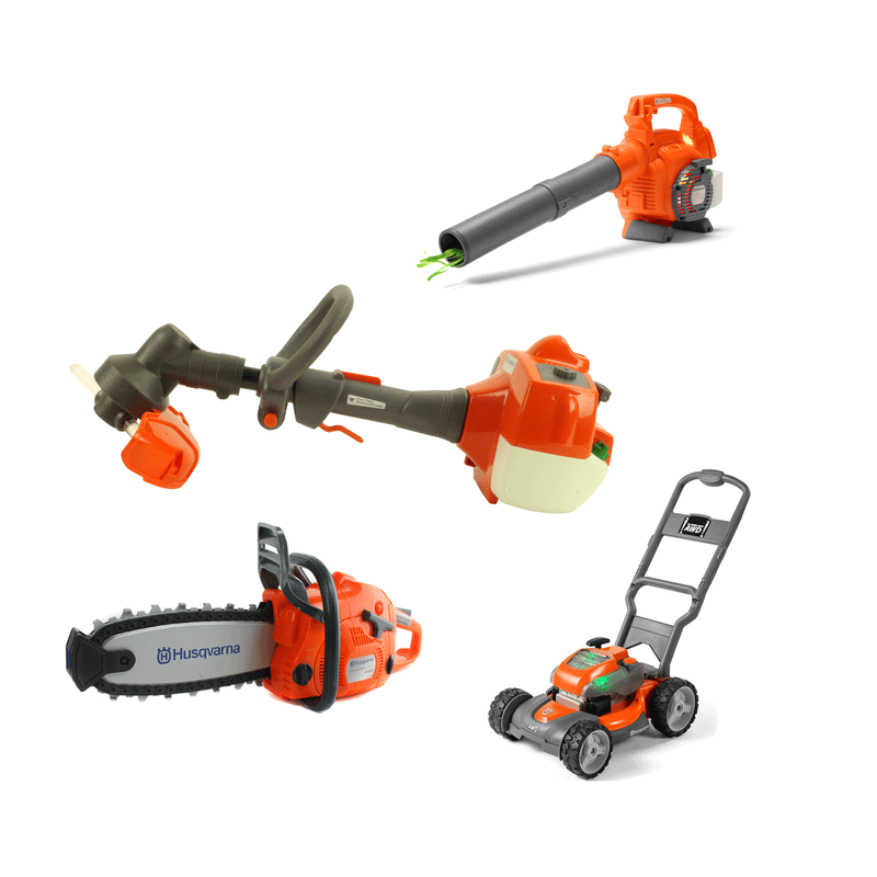 Husqvarna Toy Battery Powered Leaf Blower, Lawn Mower, Lawn Trimmer and Chainsaw - VMInnovations