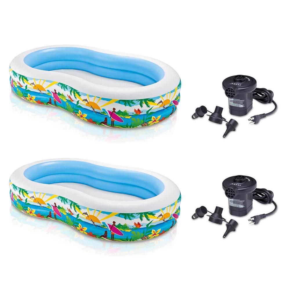 Intex Swim Center Paradise Seaside Kiddie Pool (2 Pack) & Air Pump (2 Pack)