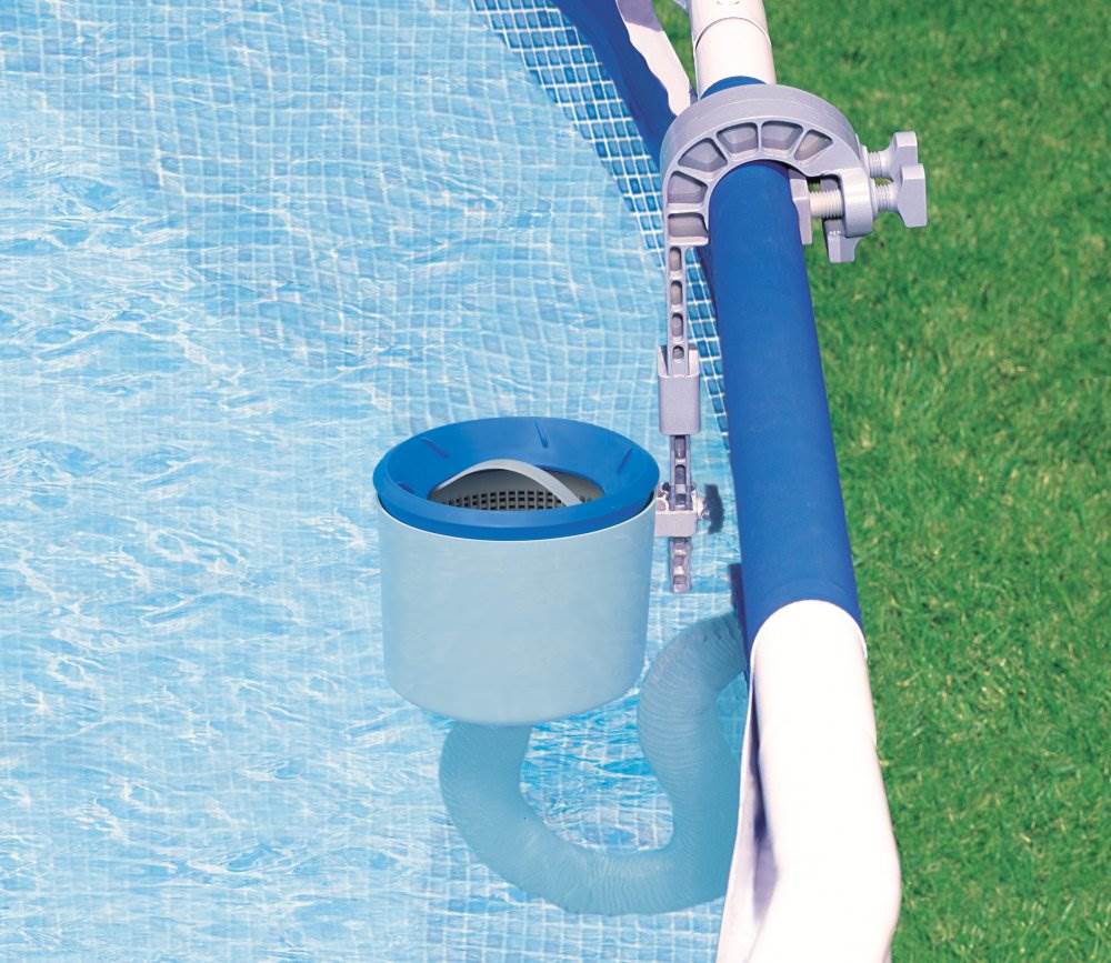 Intex 18 Foot Solar Vinyl Pool Cover and Wall Mounted Automatic Surface Skimmer - VMInnovations