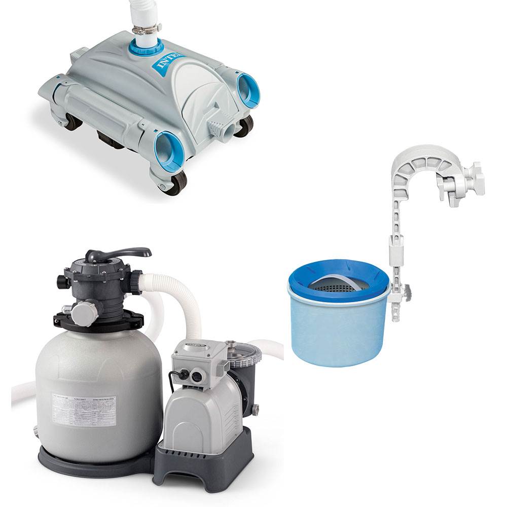 Intex Automatic Pool Vacuum, Wall Mount Surface Skimmer & Sand Filter Pump