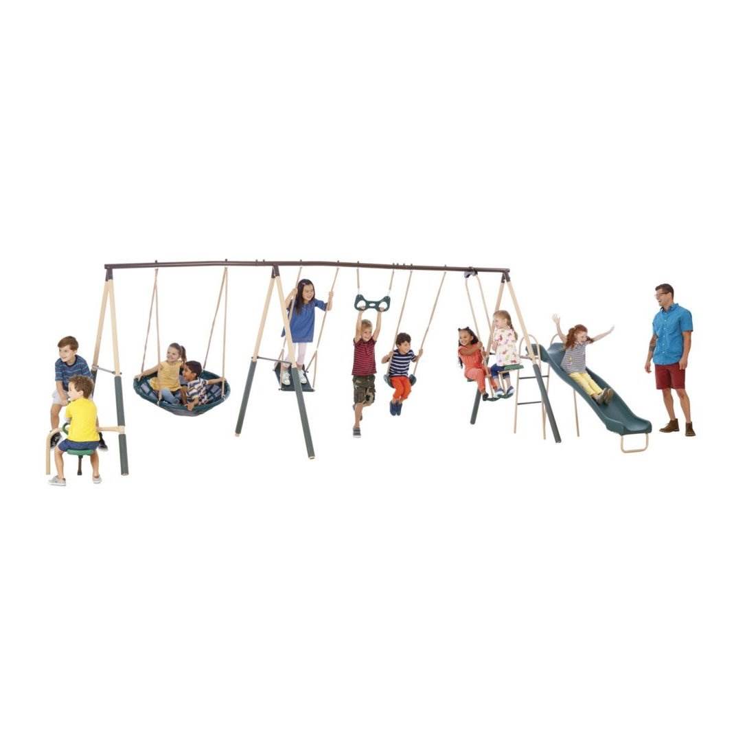 XDP Recreation Deerfield 10 Child Capacity Swing Playground & Ground Anchor Kit