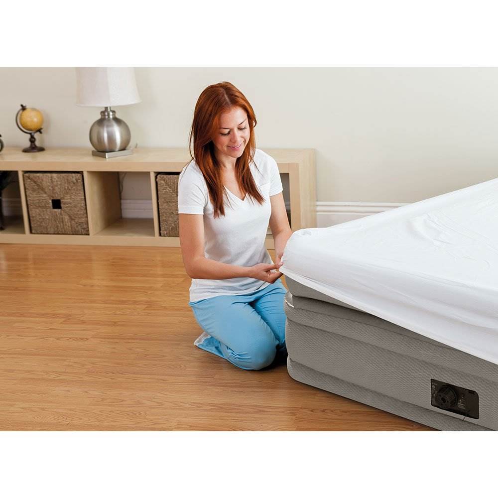Intex Prime Comfort Elevated Airbed Mattress w/ Built-In Pump, Twin & Cover