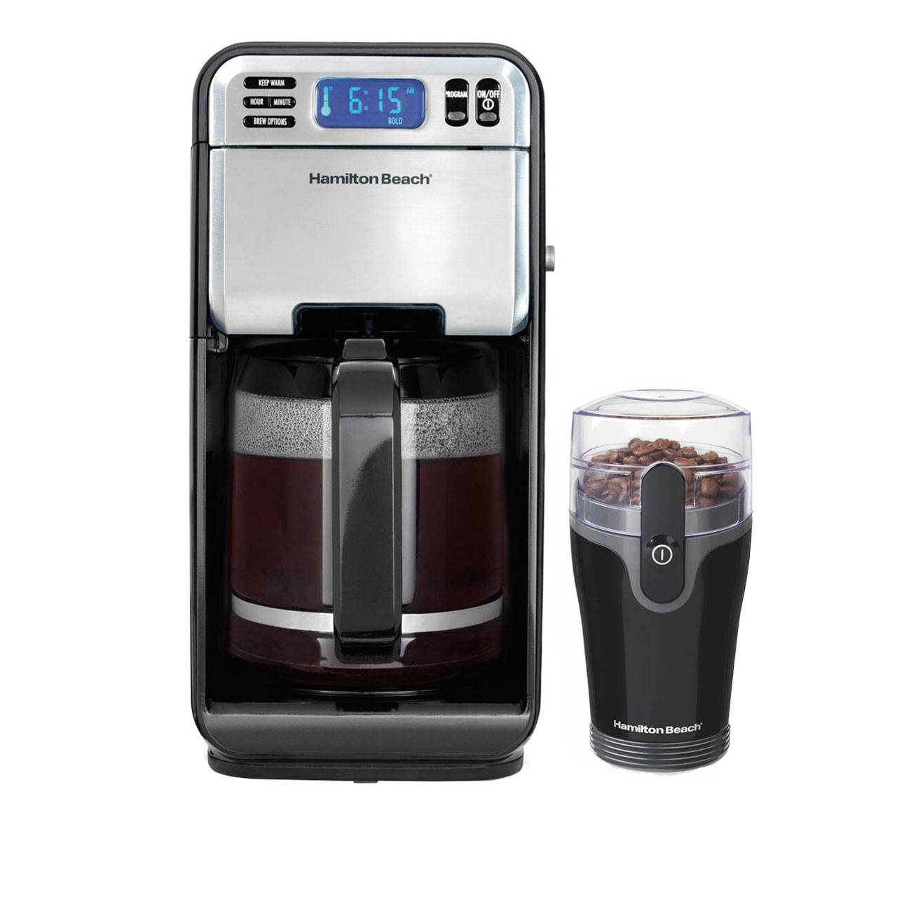 Hamilton Beach 12 Cup Digital Automatic LCD Coffeemaker Brewer & Coffee Grinder