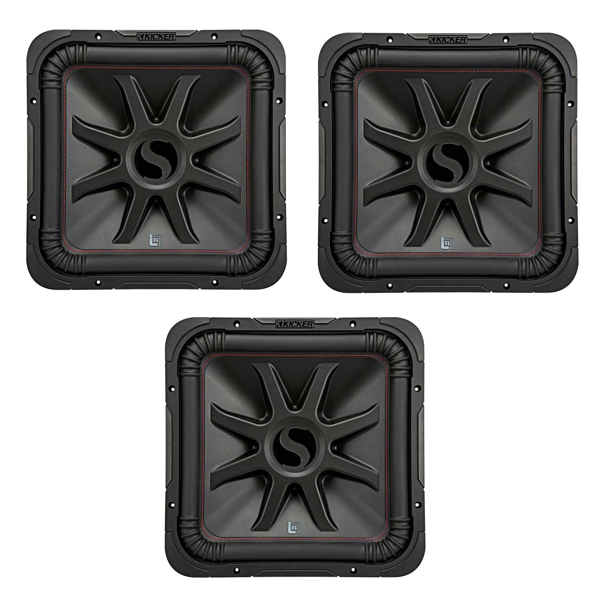 Kicker L7R 10 Inch 1000W Max Power 2 Ohm DVC Square Car Audio Subwoofer (3 Pack)