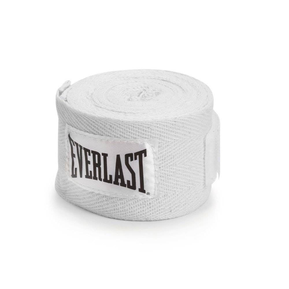 Everlast Black Elite Pro Style Boxing Gloves 8 Ounce & White 120-Inch Hand Wraps