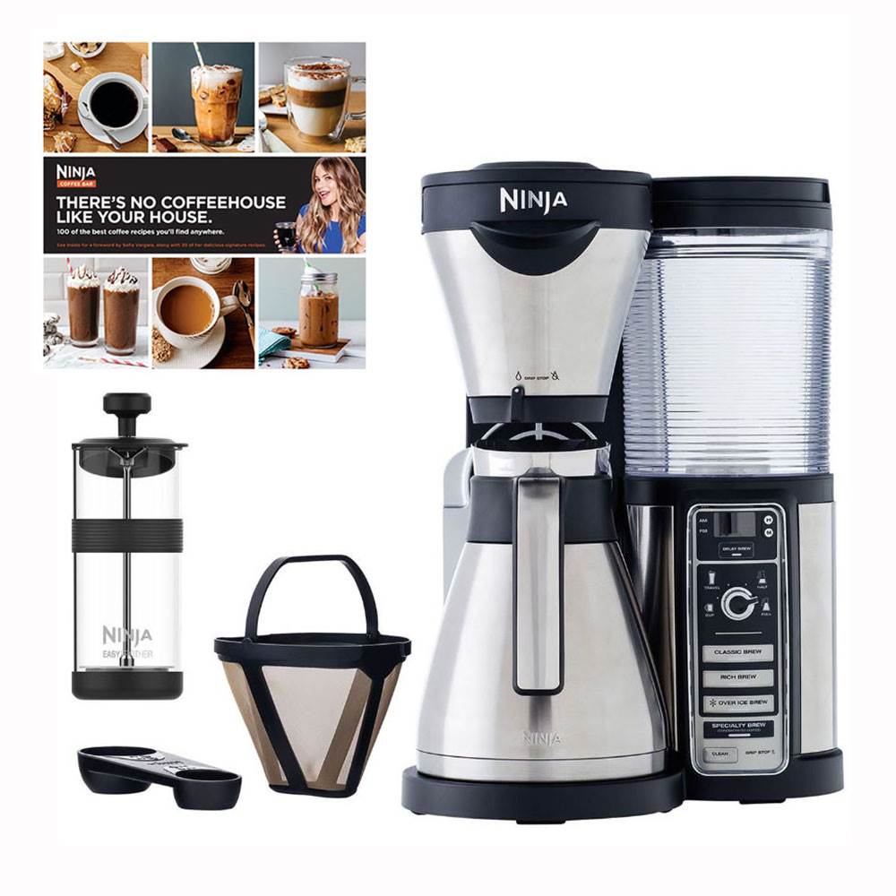 Ninja Auto-iQ Coffee Bar w/ Stainless Steel Thermal Carafe & 100-Recipe Cookbook