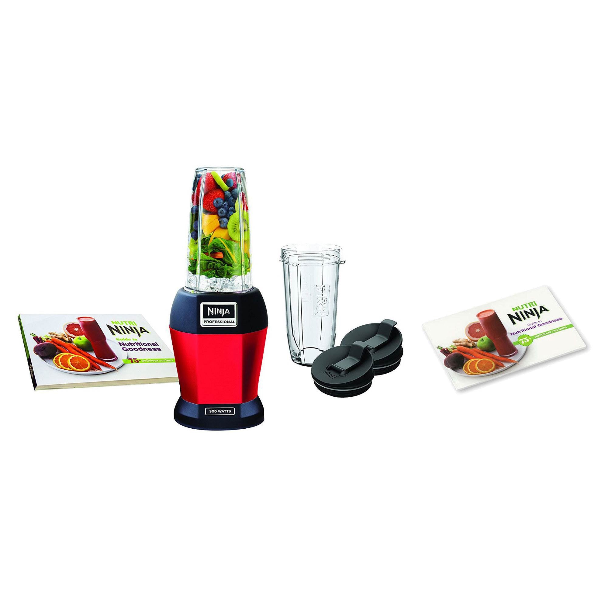Nutri Ninja BL456 900W Professional Smoothie Blender & Cups, Red w/ Recipe Guide