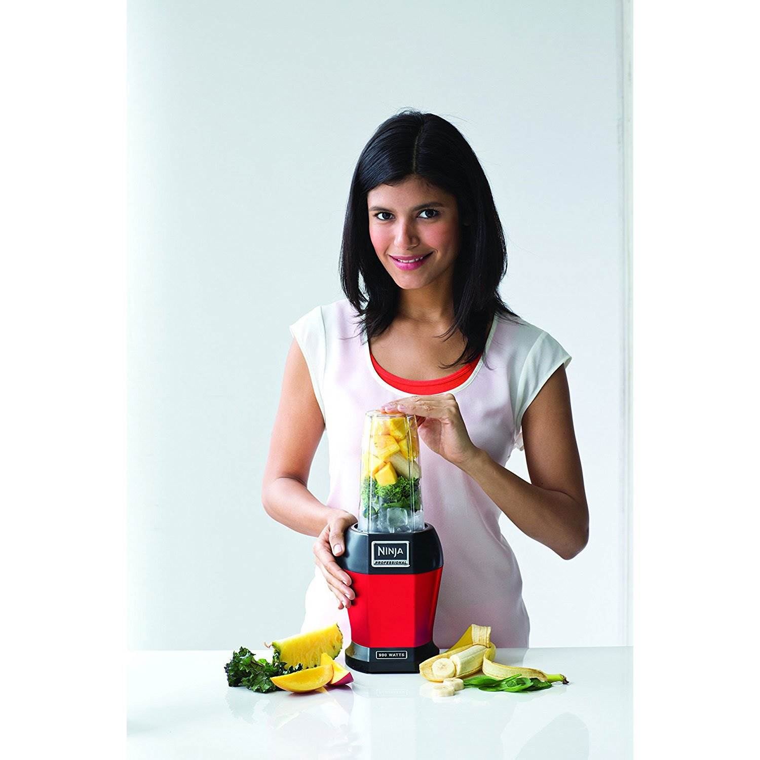 Nutri Ninja BL456 900W Professional Smoothie Blender w/ Cups, Red & 100 Recipes