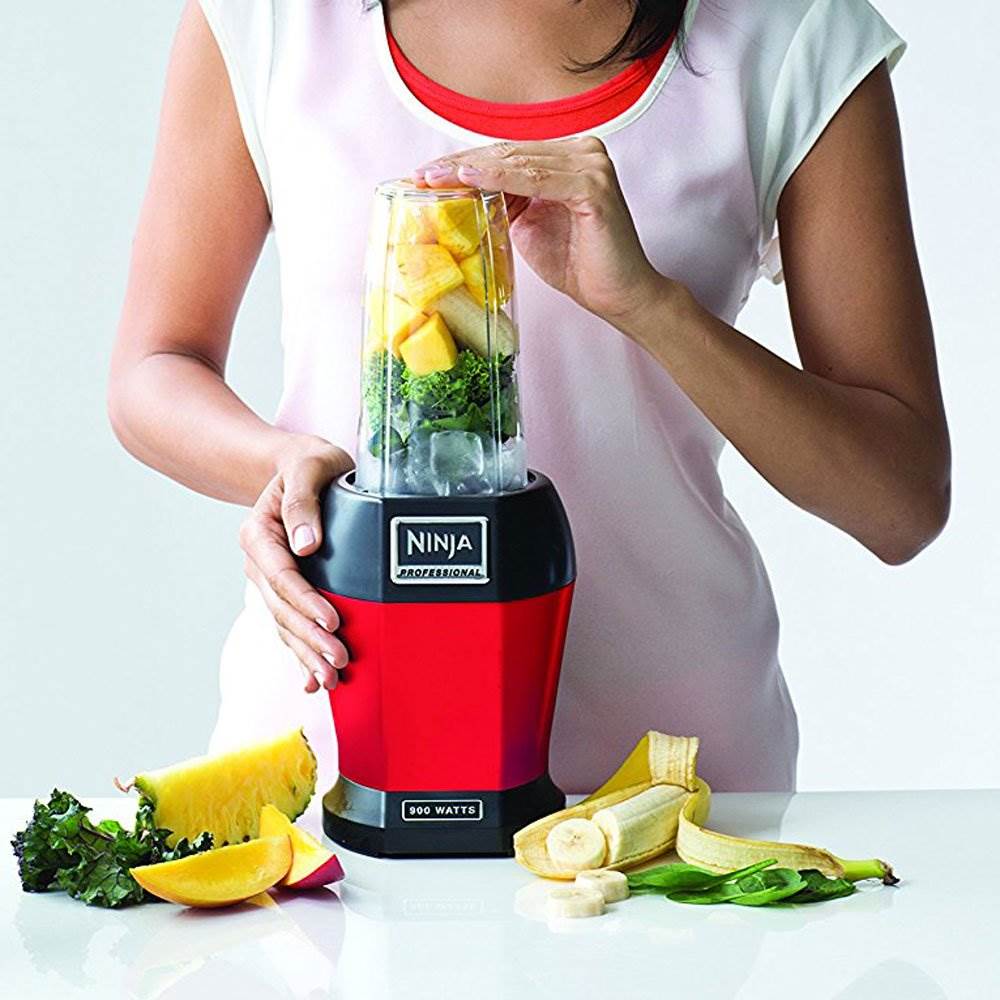 Nutri Ninja BL456 900W Professional Smoothie Blender w/ Cups, Red & 100 Recipes