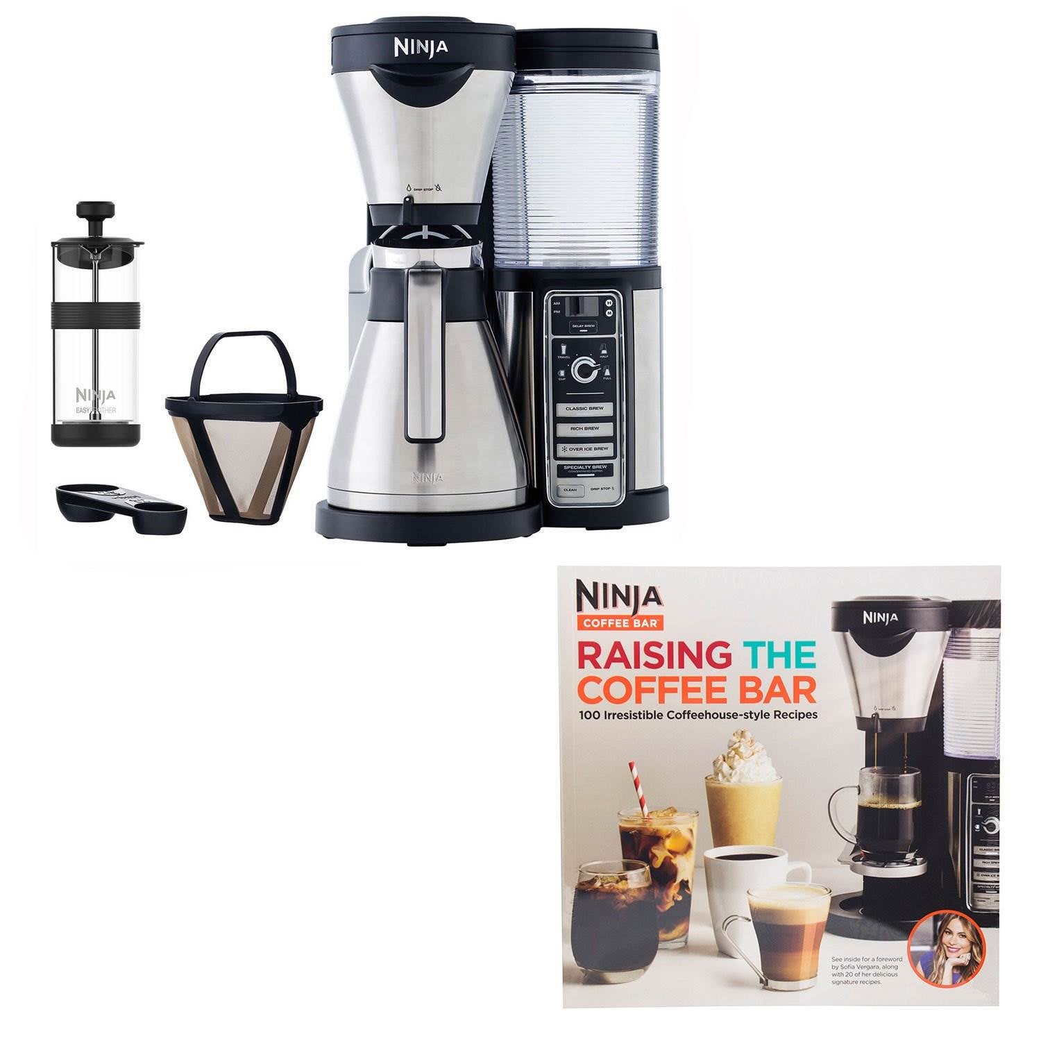 Ninja Coffee Maker with Carafe and Raising the Coffee Bar Recipe Book Guide