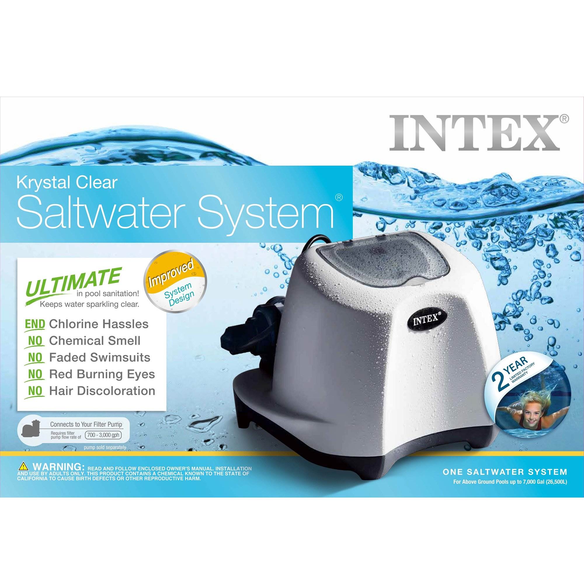 Intex Krystal Clear Swimming Pool Saltwater System & 2800 GPH Sand Filter Pump - VMInnovations
