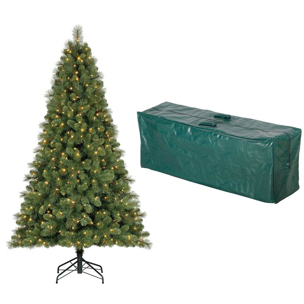 Home Heritage Cascade 7' Artificial Pine Pre Lit Christmas Tree & Storage Bag