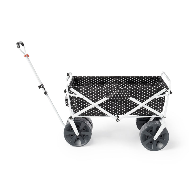 Mac Sports Collapsible All Terrain Beach Utility Wagon Cart w/ Table, Black Dots