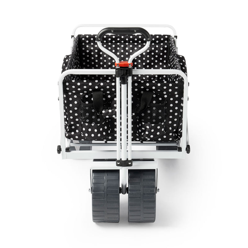 Mac Sports Collapsible All Terrain Beach Utility Wagon Cart w/ Table, Black Dots