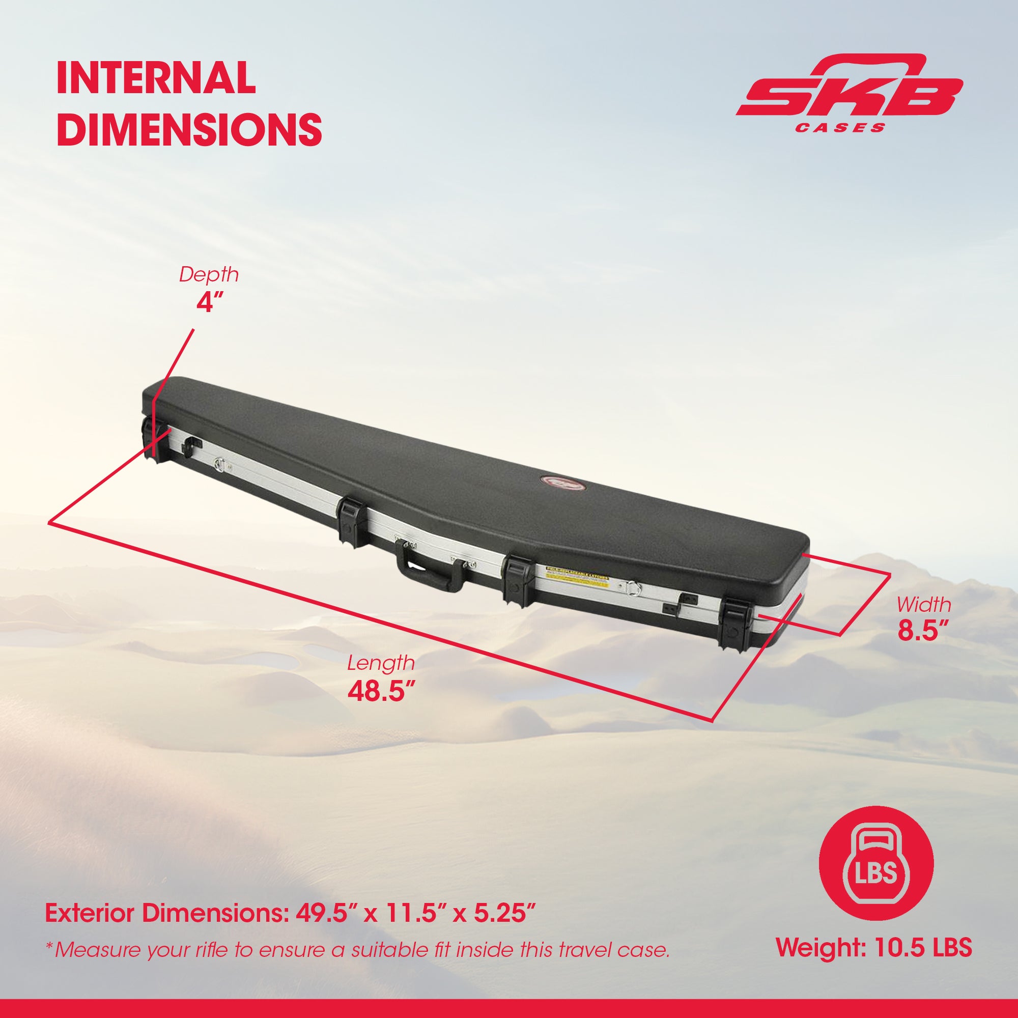 SKB Cases Hard Plastic Exterior ATA Single 48 Inch Scoped Rifle Case (Open Box) - VMInnovations
