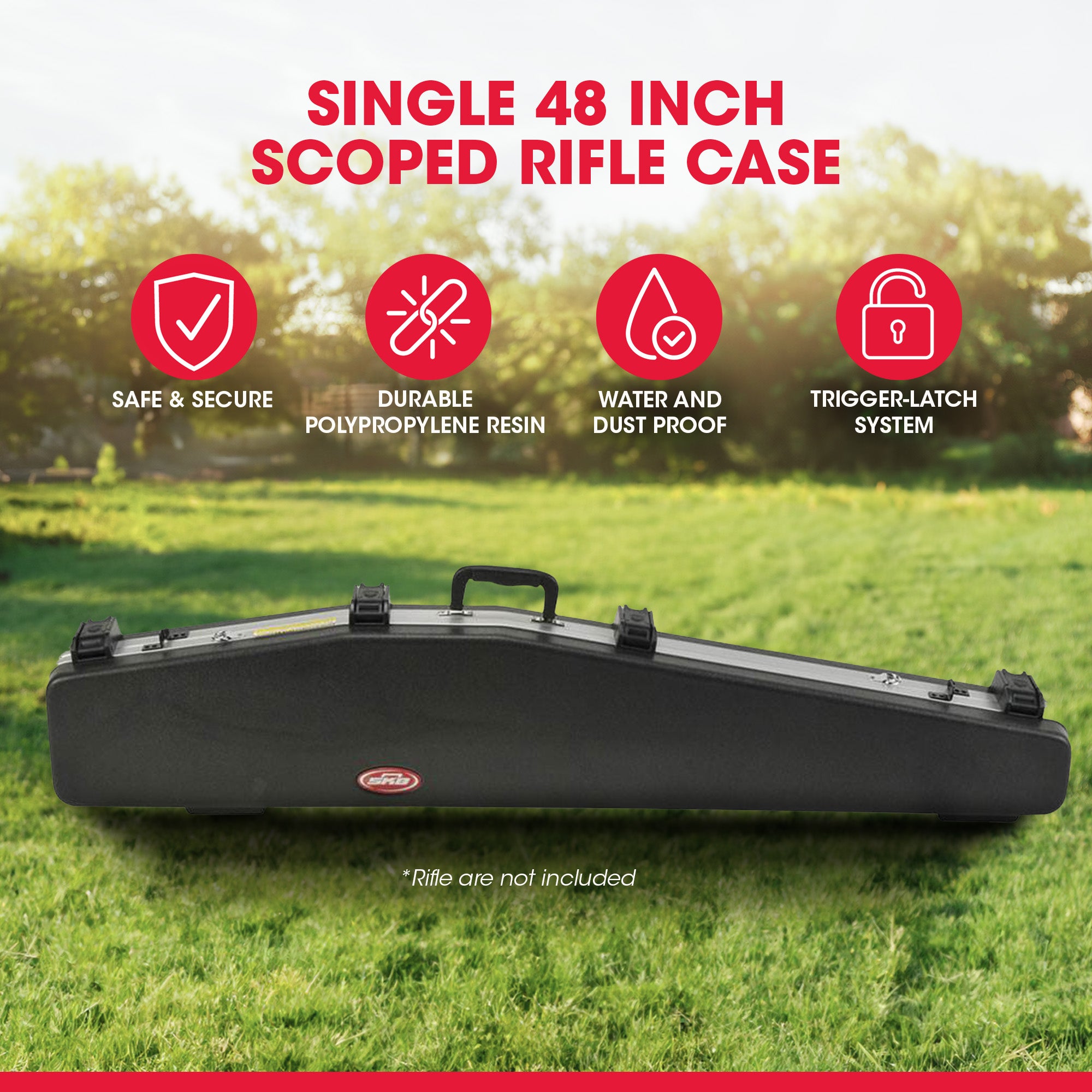 SKB Cases Hard Plastic Exterior ATA Single 48 Inch Scoped Rifle Case (Open Box) - VMInnovations